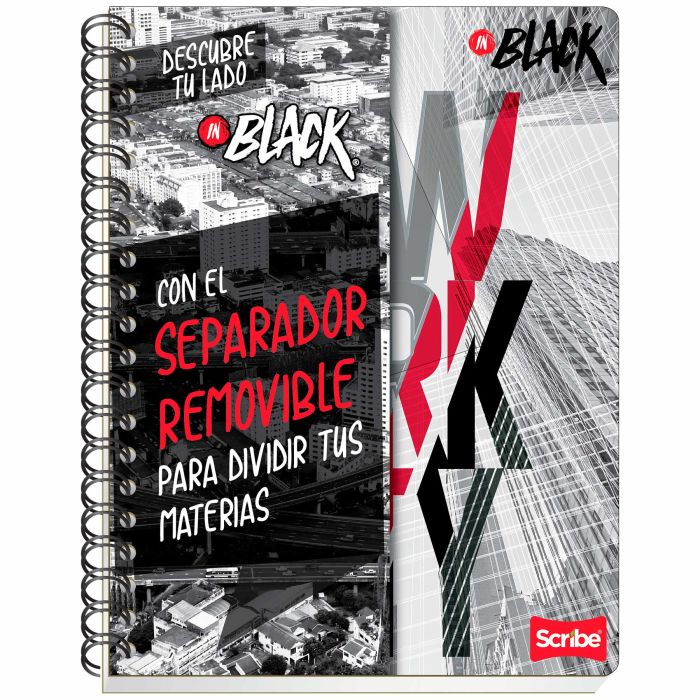 Cuaderno Profesional Scribe InBlack Raya Espiral Doble 100 Hojas 2270 - Scribe