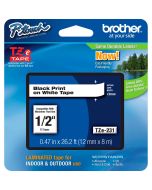 Cinta Rotulador Brother Tze231 1/2\" 12 Mm X 8 M Negro/Blanco