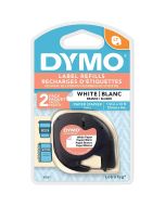 Cinta De Papel Letratag Dymo 10697 Bco/Neg 1/2\" 12 Mm X 4 M Bl/2