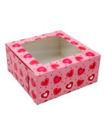 Caja Regalo Corazones Delineados 13 X 13 X 6 Cms. C/Ventana C/2