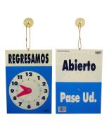 Señal Regresamos-Reloj Sablon 7960 15 X 22 Cm Colgante C/Chupon