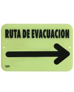 Señal Ruta Evacuacion Fosforescente Sablon 7937F 22.8 X 15.2 Cm Flecha Derecha