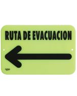 Señal Ruta Evacuacion Fosforescente Sablon 7938F 22.8 X 15.2 Cm Flecha Izquierda