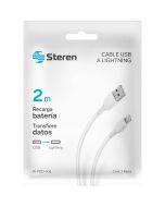 CABLE STEREN W-POD-406 BLANCO USB A LIGHTNING 2 MT.