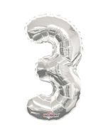 GLOBO NUMERO METALICO HECYMAR #3 BL/1 14\" PLATA