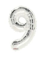 GLOBO NUMERO METALICO HECYMAR #9 BL/1 14\" PLATA