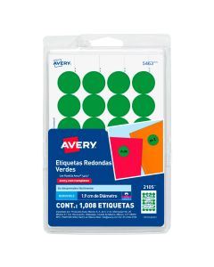 Etiqueta Redonda Verde Avery 2105 3/4" Bl/1008