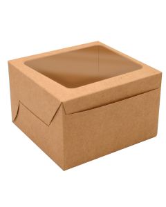 Caja para Quequitos Kraft con Ventana 11 x 11 x 7 cm C/10