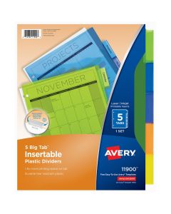 Índice Separador 5 Divisiones Avery 11900, Plástico, Multicolor, Carta