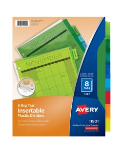 Índice Separador 8 Divisiones Avery 11901 Plástico, Colores, Carta