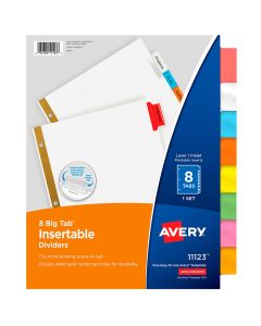 Índice Separador 8 Divisiones Avery 11123, Carta, Pestañas Multicolor 