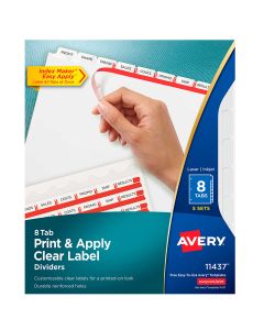 Indice Sep. 8 Div. Avery 11437 P/5 Laser Blanco Carta C/Etiquetas Tran