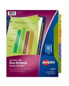 Índice Separador 12 Divisiones Avery 11331, Enero-Diciembre, Carta