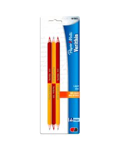 Lápiz Rojo y Grafito Paper Mate Verithin Duo Triangular Bl/3 