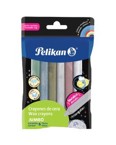 Crayones Jumbo Triangulares Pelikan C/6 Metálicos