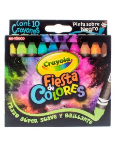 Crayones Fiesta de Colores Crayola C/10 Pinta Sobre Negro