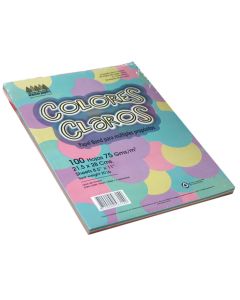 Bond Colores Pastel Carta 100 h. 75 g. 5 Colores