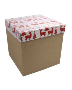 Caja Kraft Navidena 15 X 15 Cms.