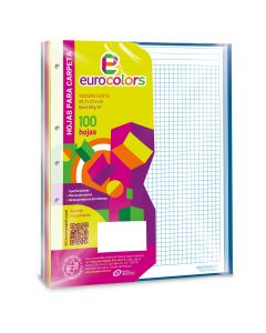 Hojas de Repuesto para Carpeta Eurocolors, Cuadro Chico, Carta 100 h.