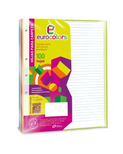 Hojas de Repuesto para Carpeta Eurocolors, Raya, Carta 100 h.