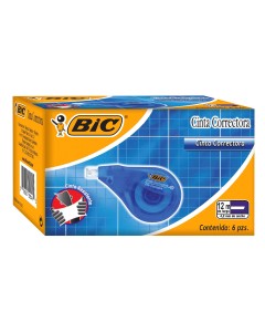 Cinta Correctora Bic Azul 4.2 mm x 12 m.