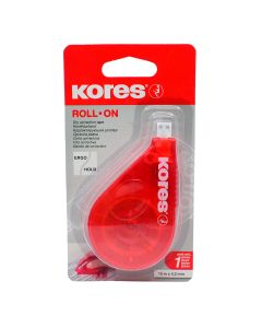 Cinta Correctora Kores Roll-On Rojo 4.2 mm x 15 m. Bl/1