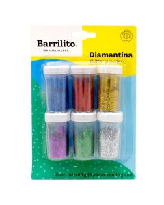 Diamantina 10 g. Barrilito DYA06 Bl/6 Colores Varios