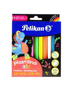 Plastilina Pelikan C/10 Barras, 4 Color Neón