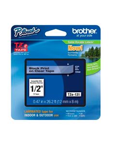 Cinta Rotulador Brother Tze131 1/2\" 12Mm X 8 M Negro/Transparente