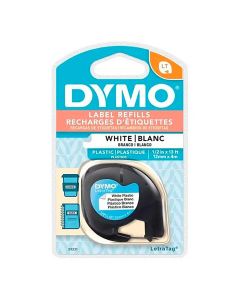 Cinta Plastica Letratag Dymo 91331 Bco/Neg 1/2\" 12 Mm X 4 M Bl/1