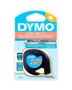 Cinta Metalica Letratag Dymo 91338 Plata/Ngo 1/2\" 12 Mm X 4 M Bl/1