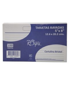 Tarjeta Rayada C/100 Royal 5 X 8\"