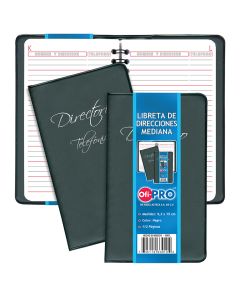 Libreta Direcciones Hazel 3330-10 Mediana 9.3 X 15 Cm Negro