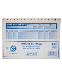 Nota De Entrada C/Carbon Poliformas Pf1053 C/25 Jgos.13X21.5 Dup.