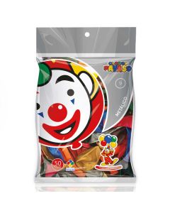 Globo Metallic Payaso Num.09 Bolsa C/50