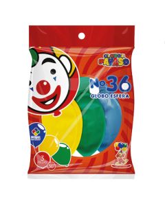 Globo Esfera Payaso Num.36 Bolsa C/3