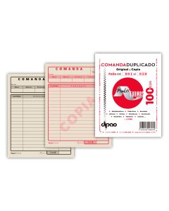 Block Comanda Organiformas Kc-100 Folio P/Restaurant 10.5 X 14 Cm. 50