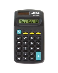 Calculadora Básica de Bolsillo MAE MC-1000, 8 Dígitos, Solar/Batería