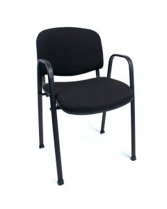 Silla De Visita C/Brazos Luxo L210N Tela Negro Apilable