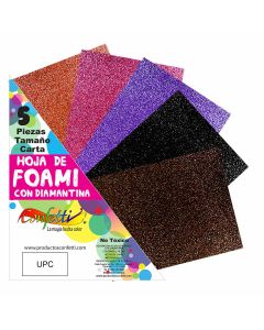 Foamy con Diamantina Confetti Carta C/5 Colores Obscuros