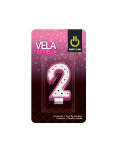 Vela Estrella Payaso Numeros Rosa Bl/1