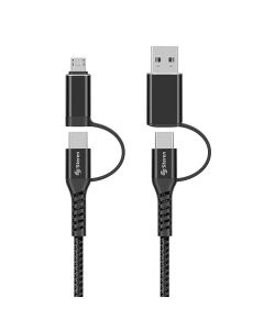 Cable 4 en 1, USB/USB C a Micro USB/USB C de 1 m