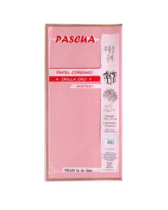 Papel Coreano Mistery Pk00Mhd Rosa P.Orilla Oro 58 X 29 Cm. Paq.10P.